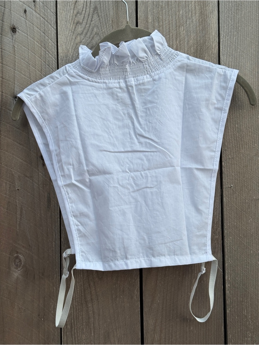 White Cotton Blend Smocked Ruffle Dickie Collar Layering Insert NWOT Cottagecore